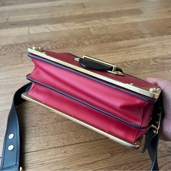 PRADA City Calfskin Saffiano Cahier Bag Fuoco Black - Picture 4 of 12